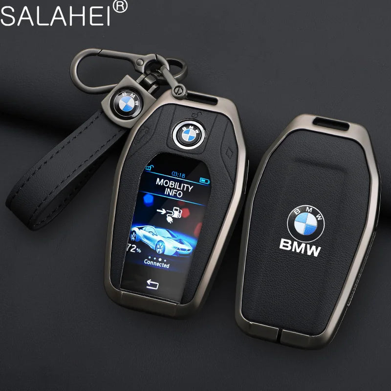 Leather Car Display LED Key Case Fob Cover Shell For BMW 3 5 7 Series G11 G12 G30 G31 X4 X5 X6 X7 i8 G32 G05 G07 X3 Accessories