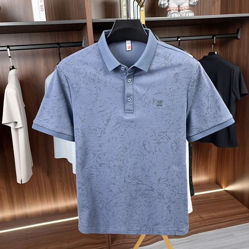Luxury Cotton Refreshing For Men's Half-sleeved T-shirt 2026 Summer New Polo Shirt Loose Middle-aged Short-sleeved Printed Top