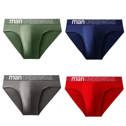 4pcs Men's Sexy Briefs Student Fashion Underwear Men's Panties Breathable Elastic Large Size Male Underpants Letter waist print