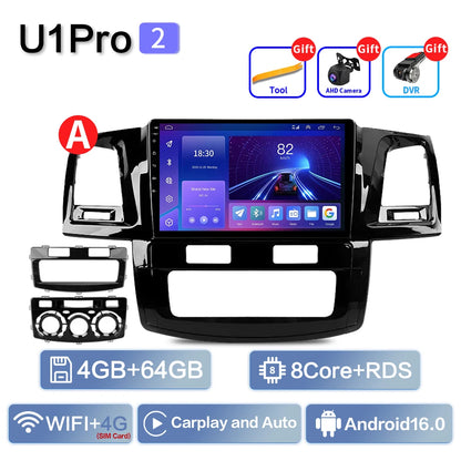 For Toyota Fortuner HILUX Revo Vigo 2007-2015 Multimedia Video Player Stereo GPS Android 16 2din Carplay Car Radio