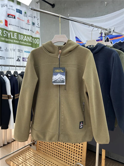 Thickened Fleece Lined Hooded Jacket for Men And Women Warm Outerwear Coat Autumn Winter Standard Fit Casual Style Zipper Clo...