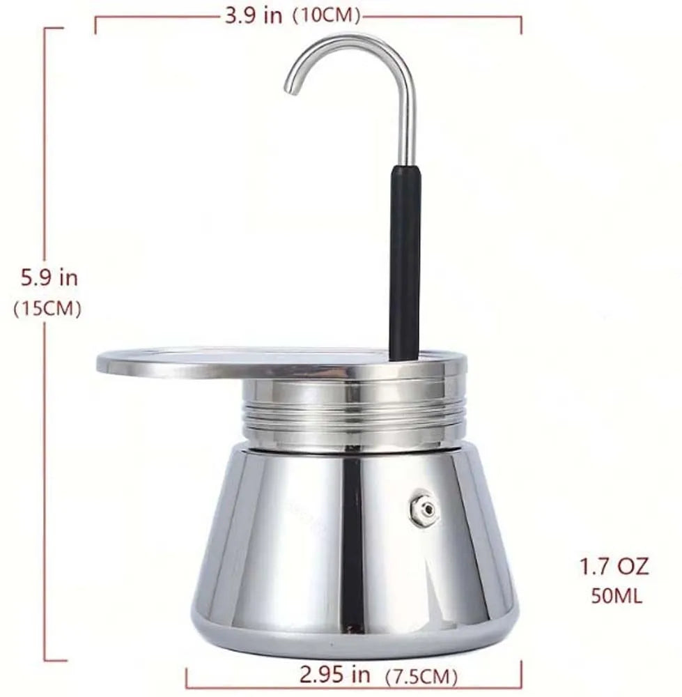 1 Cup Italian Moka Pot Espresso Maker Stainless Steel for Stovetop Home And Camping Use