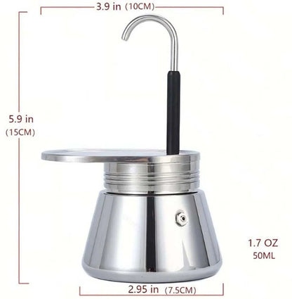 1 Cup Italian Moka Pot Espresso Maker Stainless Steel for Stovetop Home And Camping Use