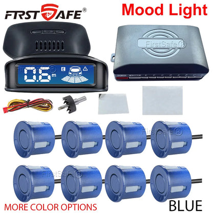 LED Reverse Radar 8 Sensors Backlight Display Voice Prompt Detection System Universal Auto Parking Safety Auxiliary Accessories