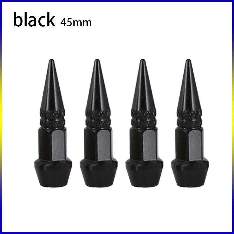 4pcs 45mm 60mm Universal Car Tire Valve Stem Cap Wheel Rim Stem Spike Shaped Dust-proof Air Metal Cap Cover for Motorcycle