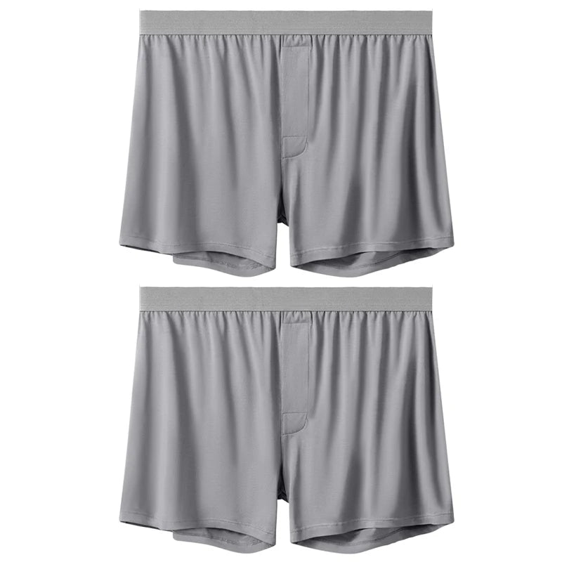 2pcs Men Modal Underwear Male Soild Casual Boxer Shorts Elastic Waistband Button Man Boxer Underwear Comfortable Shorts for Home