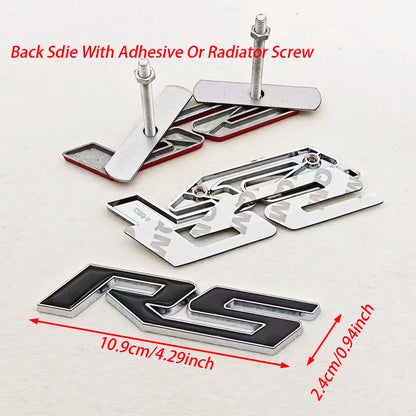 3D Metal RS Logo Sticker Front Grill Emblem Rear Trunk Badge For Chevrolet Onix Blazer lumina Camaro Cruze Monza Car Accessories