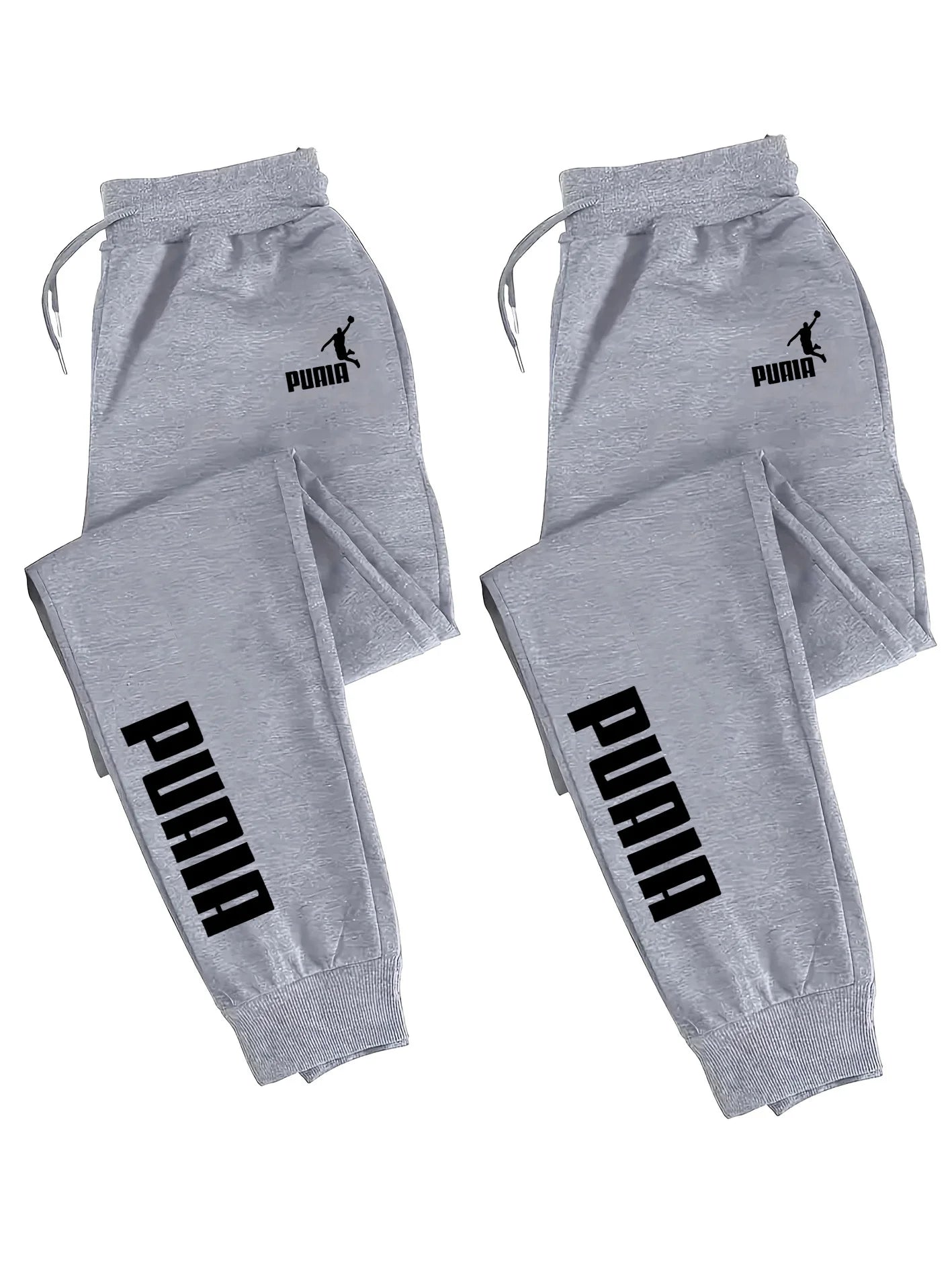 2-Pack Men's Polyester Joggers, Drawstring Waist, Wrinkle-Resistant, Breathable, Slim-Fit, Cuffed Hem, Smooth Drape, Swe