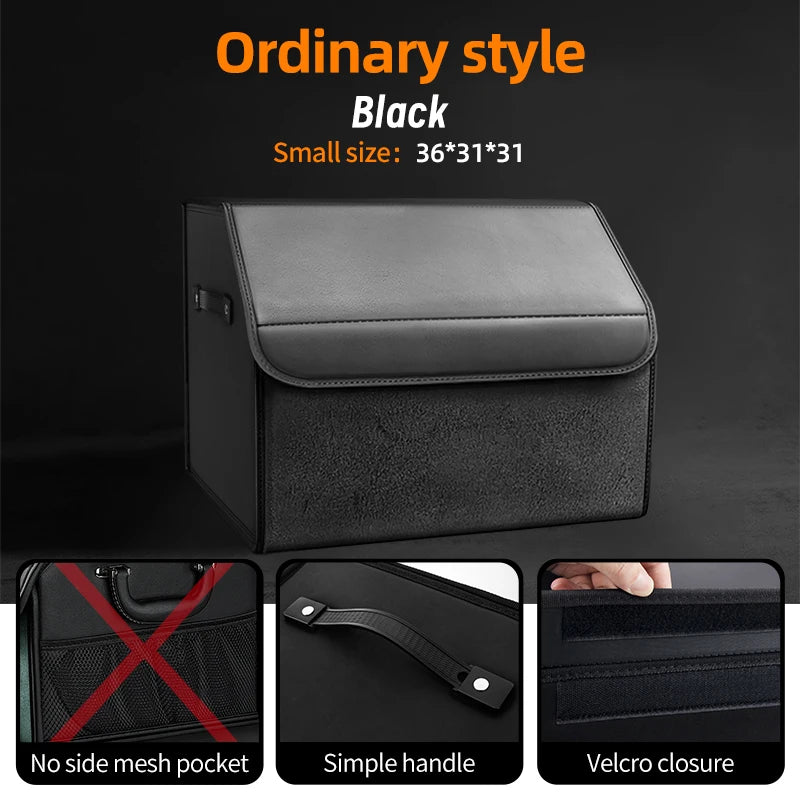 Car Suede Trunk Organizer Large Capacity Leather Foldable Storage Box Portable Multifunctional Tool Organizer Car Accessories