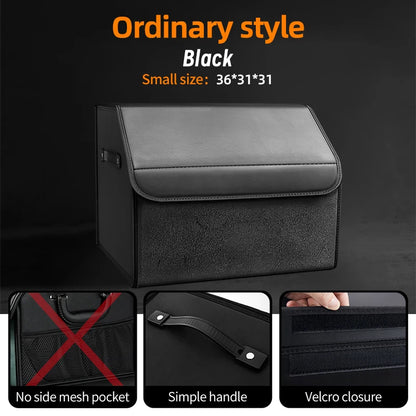 Car Suede Trunk Organizer Large Capacity Leather Foldable Storage Box Portable Multifunctional Tool Organizer Car Accessories