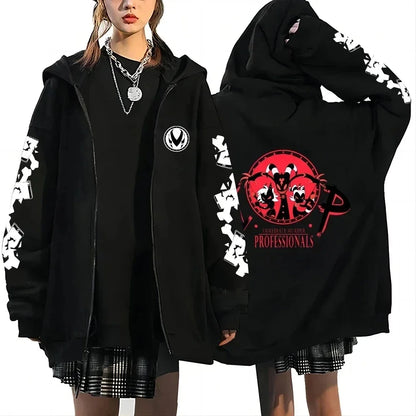 Trendy Anime Hooded Cardigan Unisex Harajuku Style Casual Fashion Long Sleeve Jacket Autumn Winter Fleece Zipper Sweatshirt