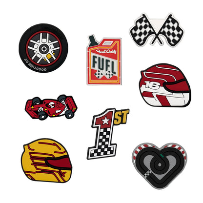 8PCS/Set Racing gasoline tires Croc Charms Bulk Theme Shoe Charms PVC Waterproof  DIY Shoe Accessories for Party Favors