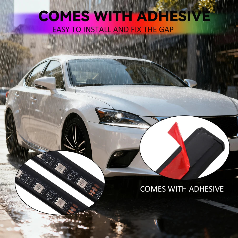 Waterproof Flexible LED Strip Light RGB Underbody Neon Light Auto Decorative Atmosphere Lamp