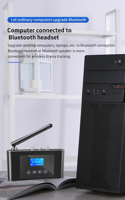 New 2 in 1 Long Range Bluetooth 5.1 Audio Transmitter Receiver RCA 3.5mm AUX Stereo Wireless Adapter For PC TV Headphones Car