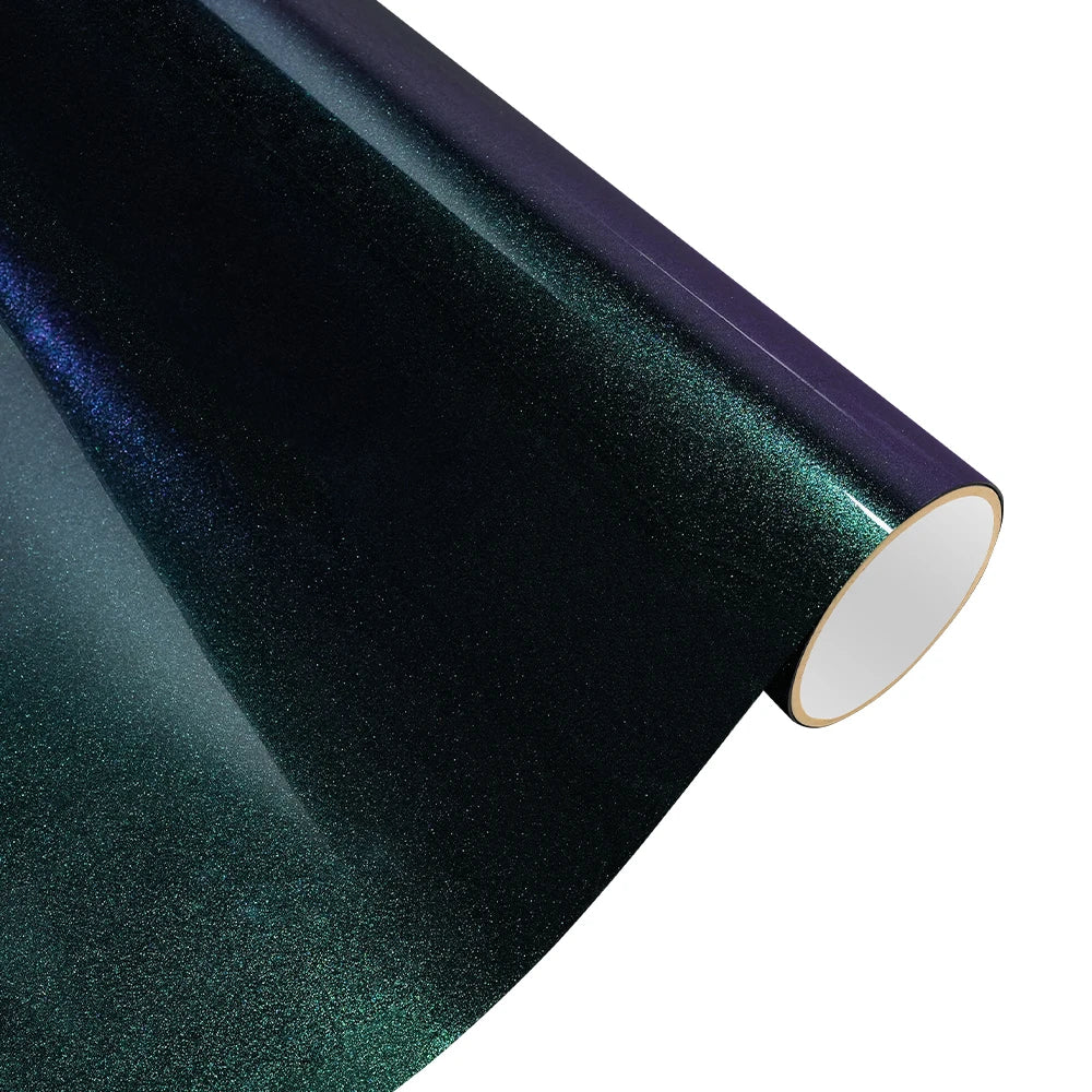 Car Wrap Vinyl Film Glossy PET Diamond Purple&Green PVC Car Engine Hood Decal Self Adhesive Motorcycle Auto Body Decoration Film
