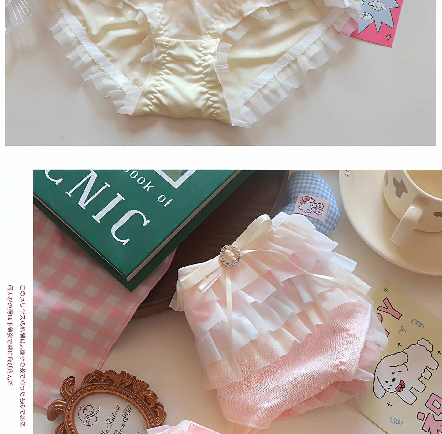 Japanese Style Lolita Princess Lingerie Set Women Pure Desire Cake Layer Lace Mesh Cotton Crotch Party Bra  Panty Set Soft Cute