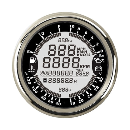 85mm 6 in 1 Car Marine Multi-function GPS Speedometer Tachometer Voltmeter 12V 24V Fuel Level Water Temp Oil Pressure 5Bar 10Bar