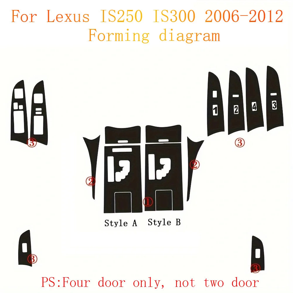For Lexus IS250 IS300 2006-2012 Interior Central Control Panel Door Handle Carbon Fiber Stickers Decals Car styling Accessorie