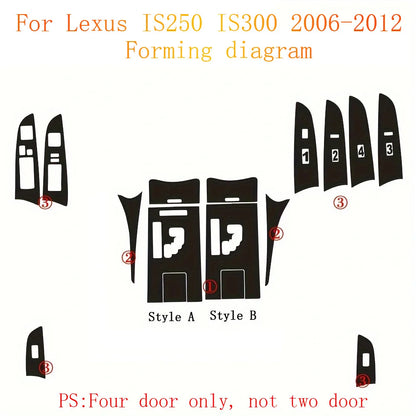 For Lexus IS250 IS300 2006-2012 Interior Central Control Panel Door Handle Carbon Fiber Stickers Decals Car styling Accessorie