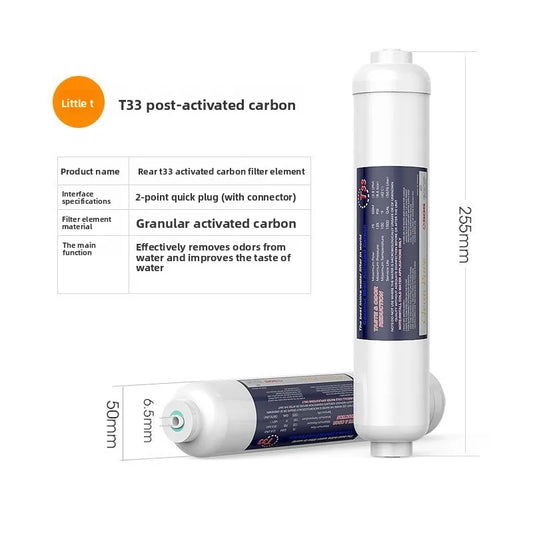 10" Inline Water Filter 1/4" Quick Connect Post Filter for Home RO System Stage 5, Reduces Chlorine Taste & Odor