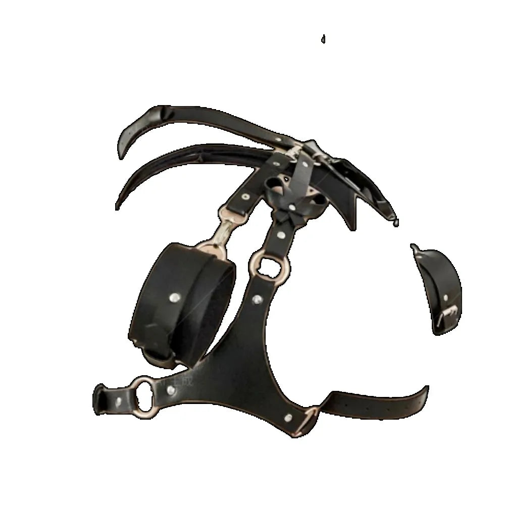 Exotic Accessories SM Bondage Kit Leather Thigh Cuffs Waist Belt Handcuffs Bed Strap Adult Role Play Toy for Couples