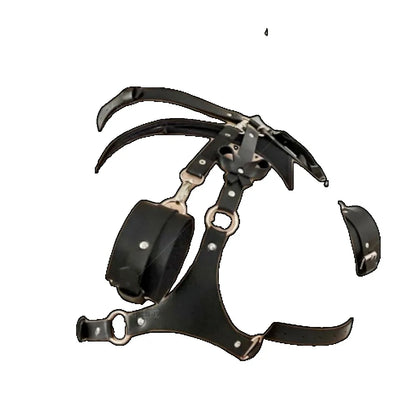 Exotic Accessories SM Bondage Kit Leather Thigh Cuffs Waist Belt Handcuffs Bed Strap Adult Role Play Toy for Couples