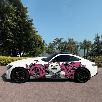 2pcs.Dark Evil Cool Cartoon Zipper Bear & Motorcycle Gear Car Wrap Sticker.Automotive Sticker.car Vinyl Wraps