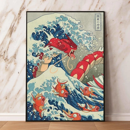 Hot Selling Pokemon Gyarados Classic Anime Posters Canvas Wall Art Modern Home Living Room Decoration Paintings Friends Gifts