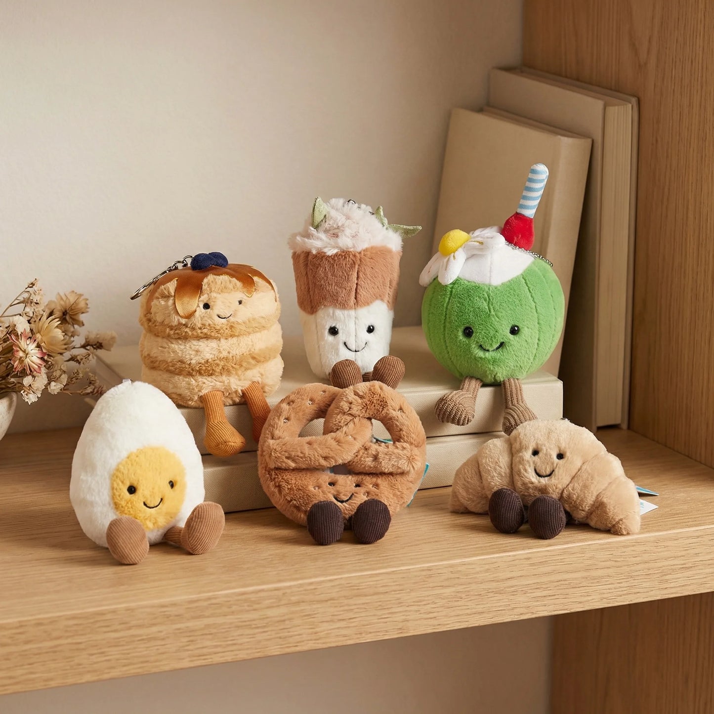 JC Kawaii Food Plush Pendant Coffee Cake Toys Soft Stuffed Food Shaped Fluffy Cuddly Gift for Kids Birthday Xmas Home Bag Decor