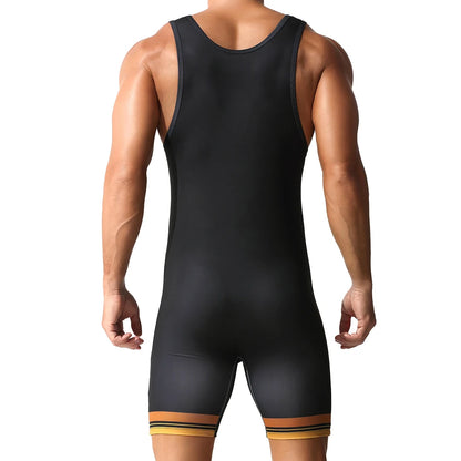Men's one-piece shapewear, high elasticity tight fitting fitness, sports, casual wrestling, vest, swimsuit