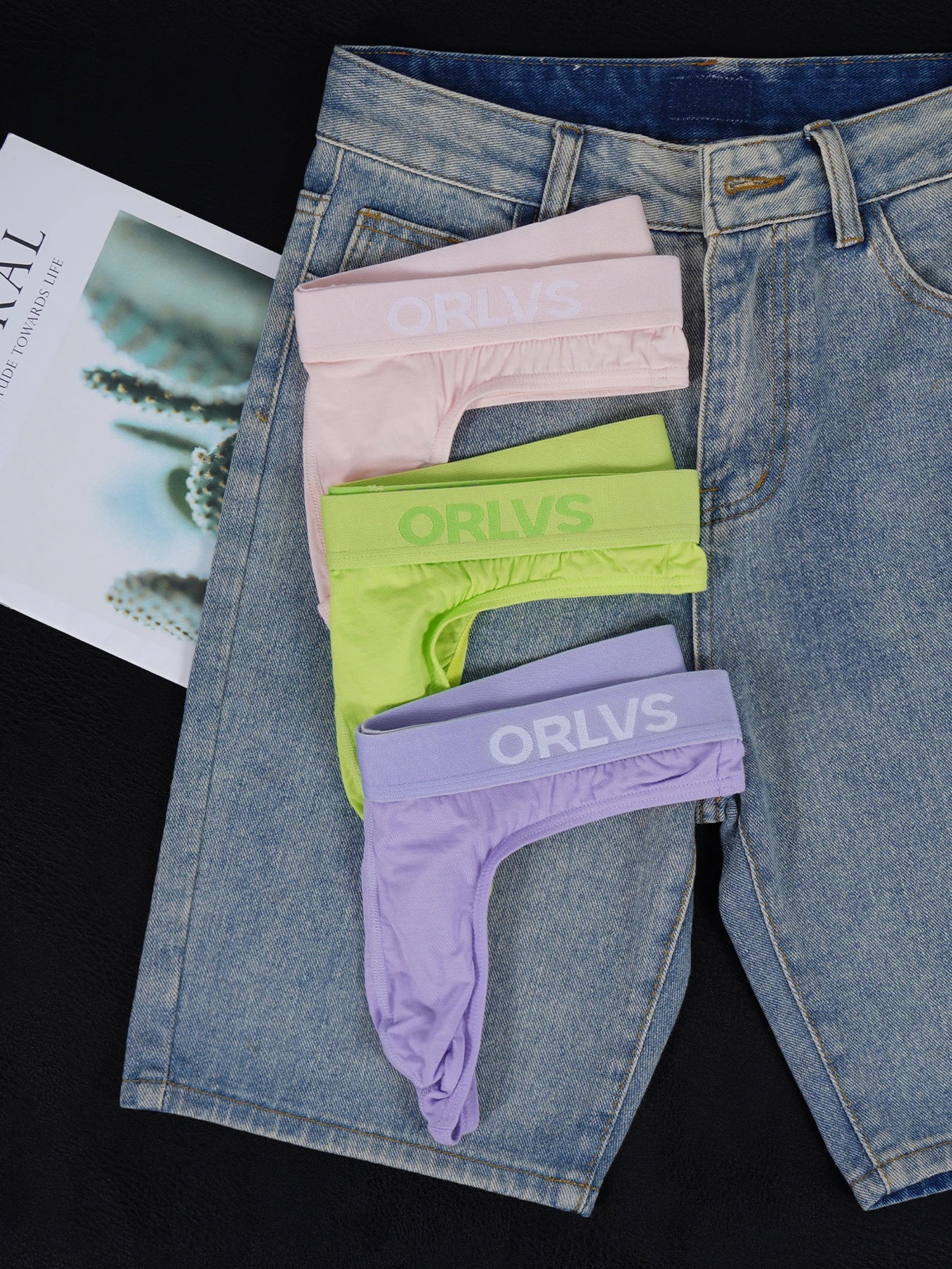 3 PCS Men's ORLVS Ice Silk Modal Thongs Soft Breathable Low Rise Comfortable Underwear