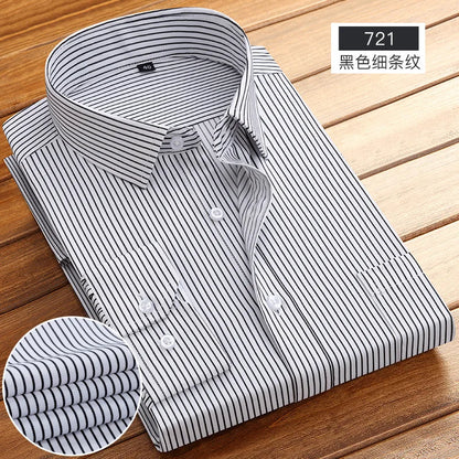 Men's Striped Long Sleeve Shirts 2026 Autumn Anti-wrinkle Business Shirt Fashion Casual Comfortable Breathe Slim Fit Shirts