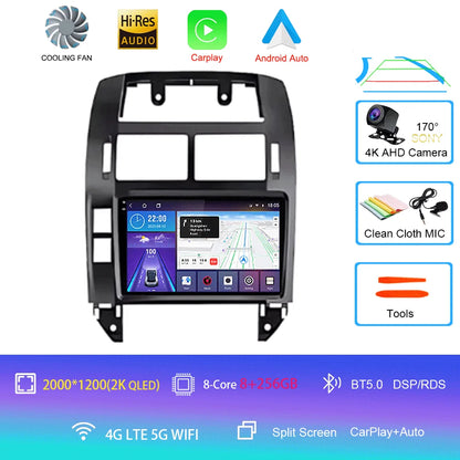 For Volkswagen VW Polo MK4 6Q 9N 9N3 2004- 2009 Car Radio Android 16 Auto Multimedia Video Player GPS Carplay QLED Screen Stereo