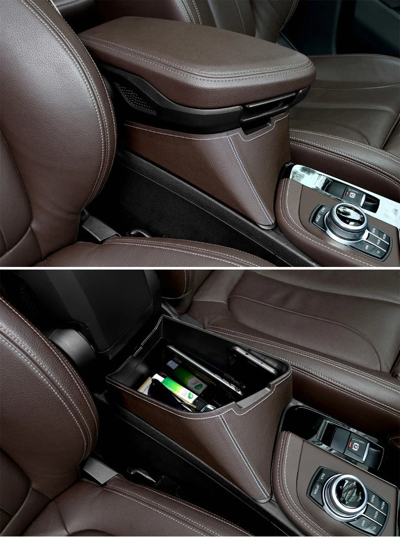 LHD Car Central Seat Armrest Box Console Storage Container Organizer Tray Interior For BMW X1 F48 X2 F39 2016-21 Car Accessories