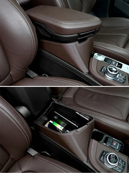 LHD Car Central Seat Armrest Box Console Storage Container Organizer Tray Interior For BMW X1 F48 X2 F39 2016-21 Car Accessories