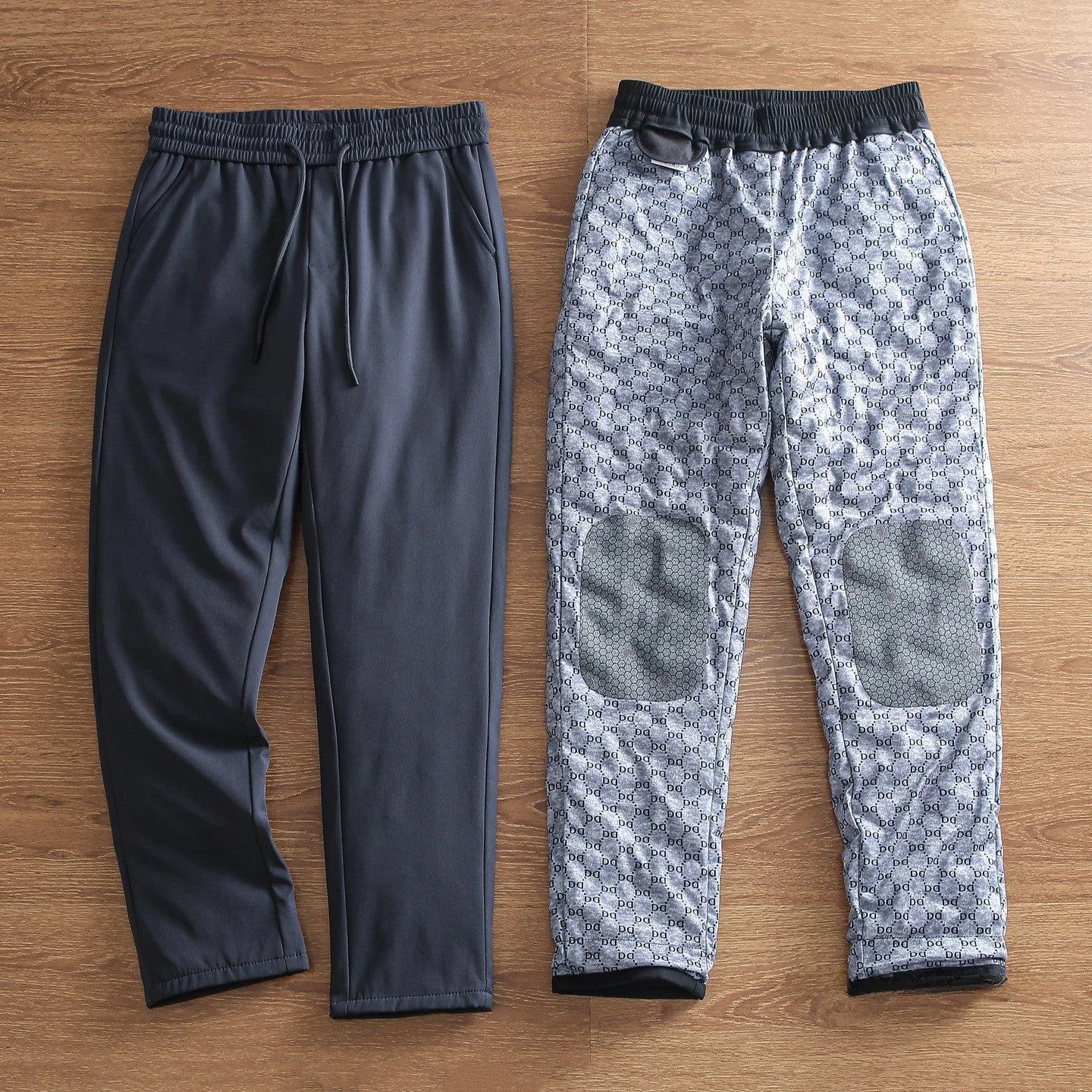 Men's Winter Outdoor Casual down Pants Elastic Waist Straight Leg Long Trousers Fashionable Warm Windproof Waterproof