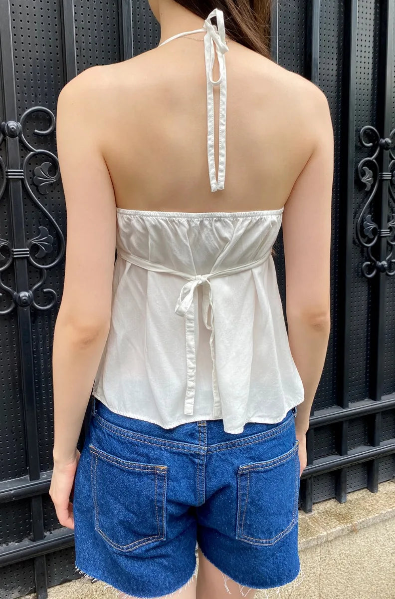 Brandy Melville Pure Cotton Three-Button Base Layer Vest Sweet Style V-Neck Sleeveless Tank Top for Women Spring Summer