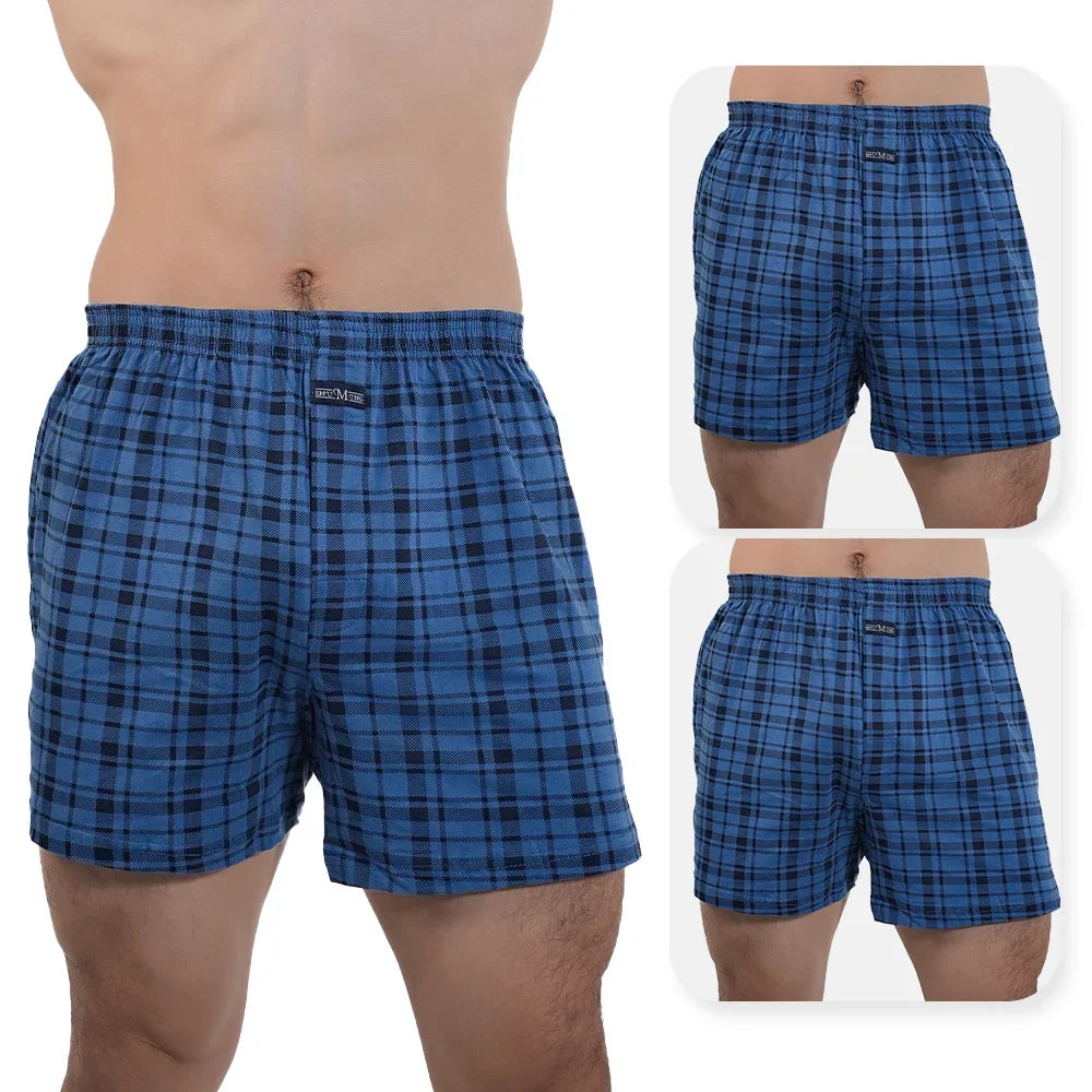 3pcs Mens High Waist Boxers Briefs 100% Cotton Plus Size Sleepwear Elastic Waistband Lounge ARO Pants Home Wear Comfort 50-140kg