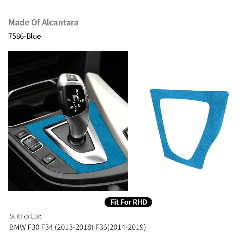 For BMW F30 F34 F36 Gear Shift Control Panel Trim Frame Decorative Sticker Made of Alcantara Car Interior Tuning Accessories
