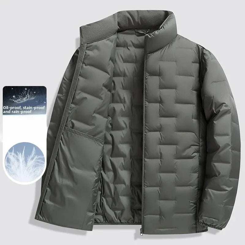 Winter New 90% Duck Down Jacket, Cycling Sports Stand-up Collar, Warm and Lightweight, Men's Solid Color Breathable Down Jacket