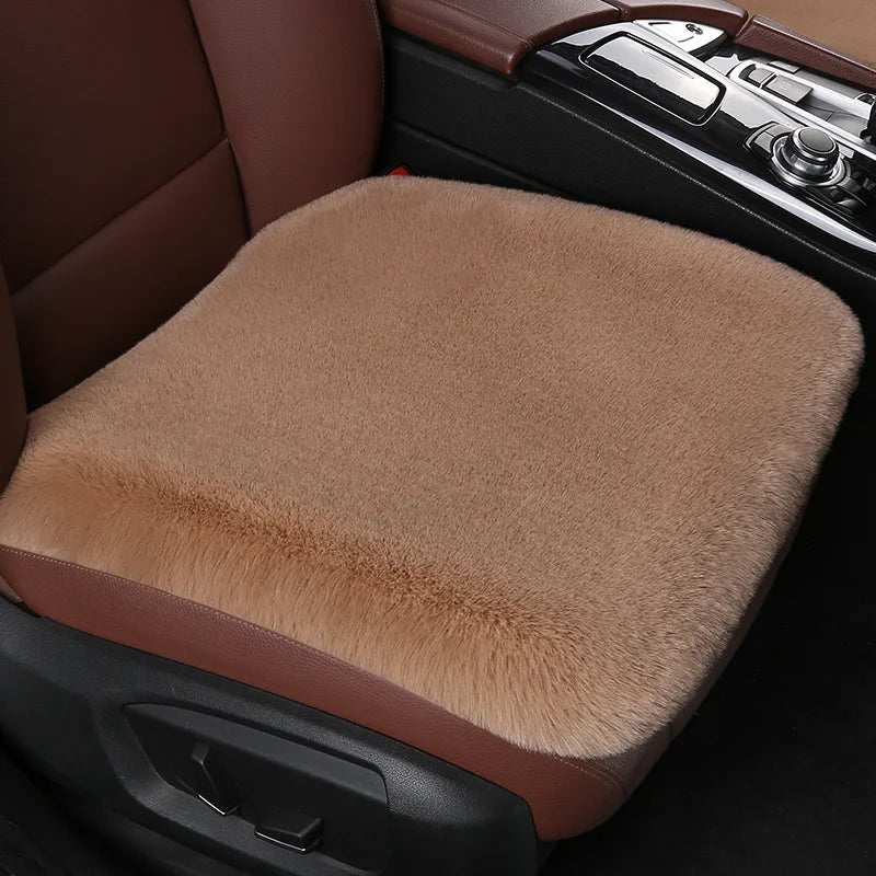 Car Seat Cover Cushion Winter Warm Plush Fluffy Car Seat Front Rear Wool Fur Capes Cushion Set Cotton Pad Car Interior