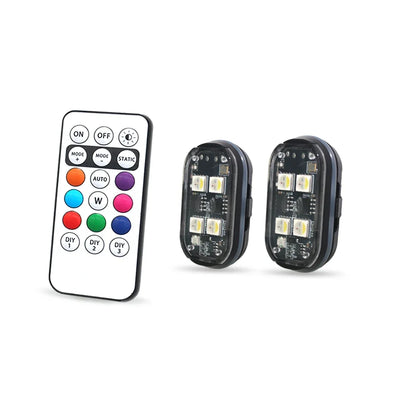 2/4pcs Wireless LED Strobe Lights Car Decor Atmosphere Light, 8 Colors Rechargeable Led Lights Anti-Collision LED Warning Light
