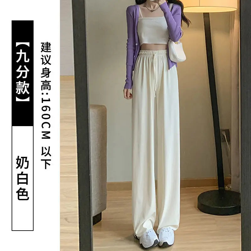 Slimming High Waist Ice Silk Wide Leg Pants for Pear aped Women Casual Summer orts plus Size  pe Comfortable Trousers