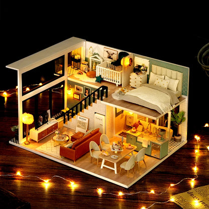 Handmade Doll House Kit Wooden 3D Puzzle Mini DollHouse Assembly Building With Furniture Kits Toys For Xmas Birthday Gifts