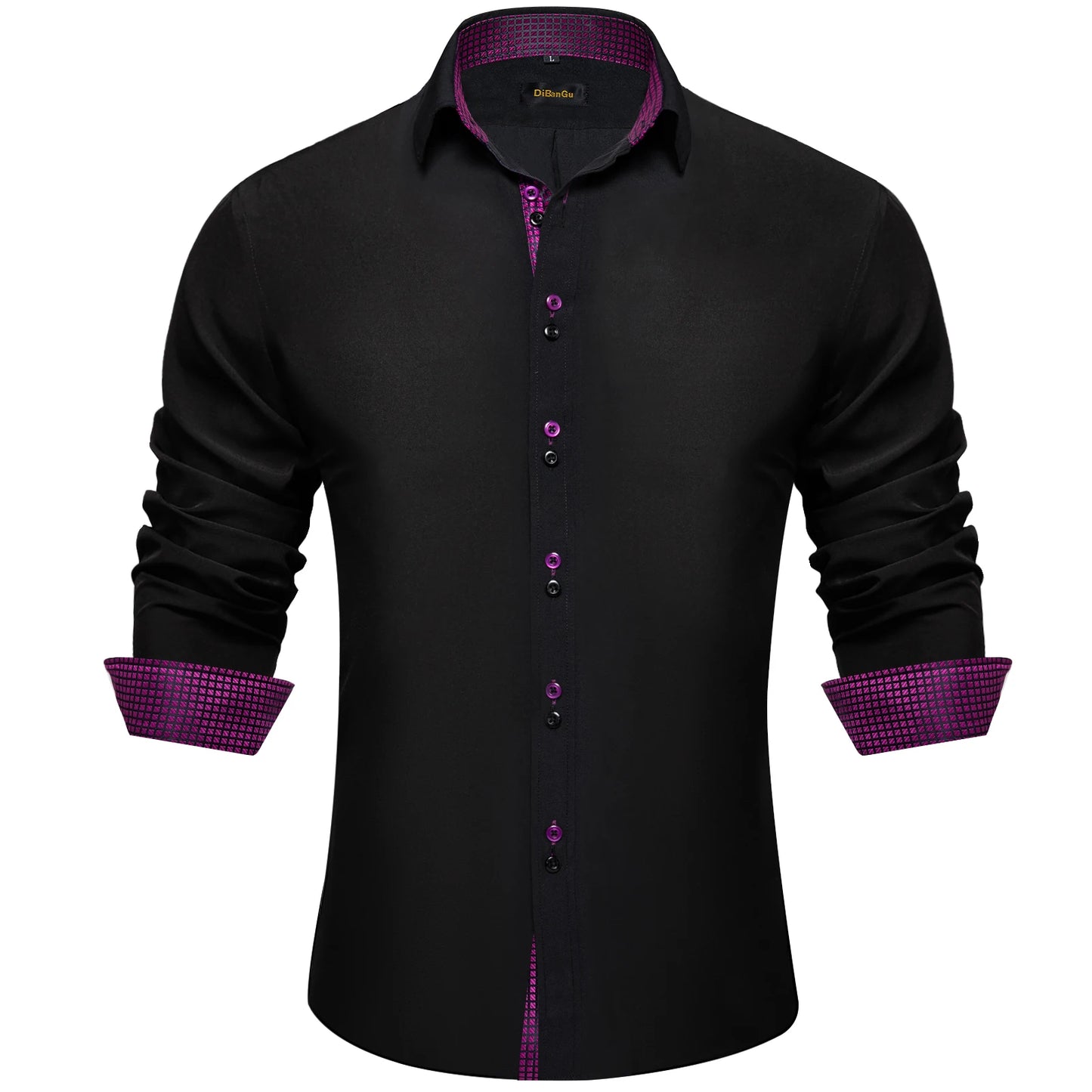 Men's Polyester Cotton Solid Black Shirts Long Sleeve Blue Paisley Patchwork Social Casual Dress Shirt Elegant Men Clothing