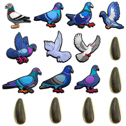 16-100Pcs Wholesale Dove of Peace PVC Shoe Buckle Charms Mix Pigeon Adult Clog Ornaments For Birthday Present