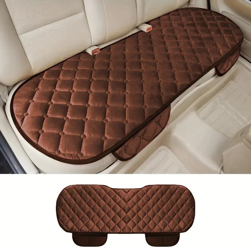 Rear Car Seat Covers Flocking Cloth Car Cushion Non Slide Checkered Winter Keep Warm Mat Pad Universal Fit Truck SUV Van