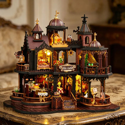DIY Wooden Miniature Building Kits 3D Puzzles Castle Casa Doll Houses With Furniture Lights Dollhouses For Friends Birthday Gift