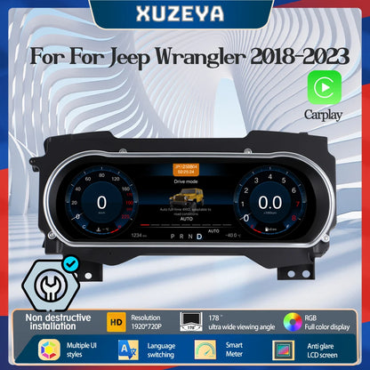 12.3''Digital instrument cluster  For Jeep Wrangler 2018-2023 Odometer, speedometer cluster，Virtual Cockpit