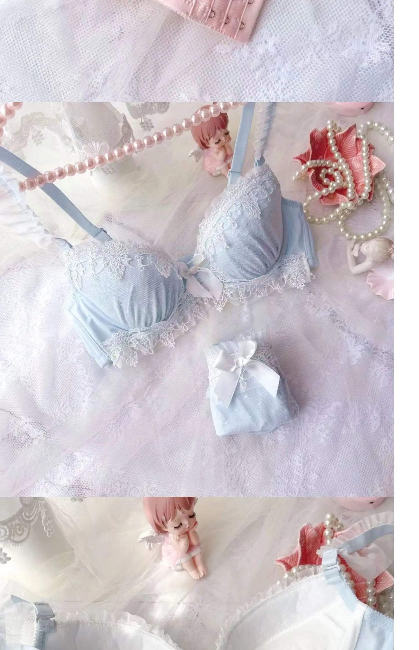 YUQI Sexy Japanese Sweet Bra Set G Cup Large Cup Women's Underwire Heavy Lace Thin Cup Comfort Pure & Sensual Lingerie  push up